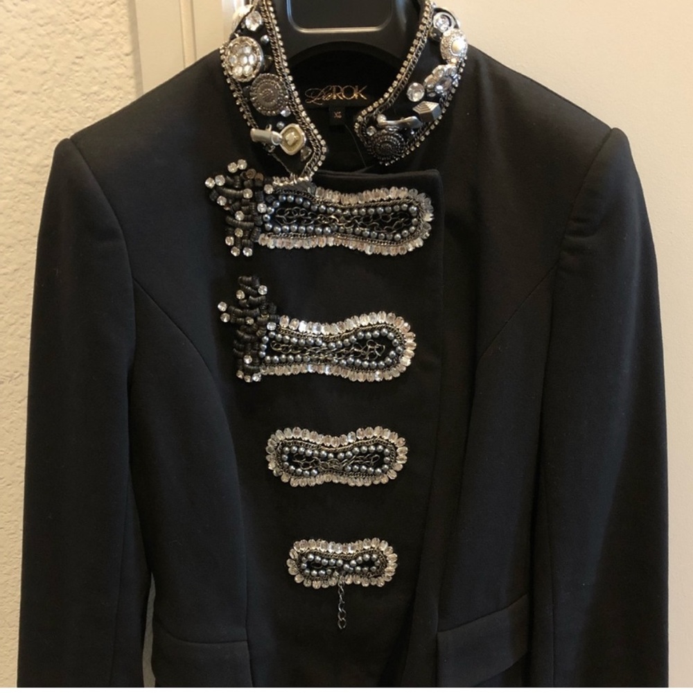 LaRok Embellished Millitary Cropped Jacket